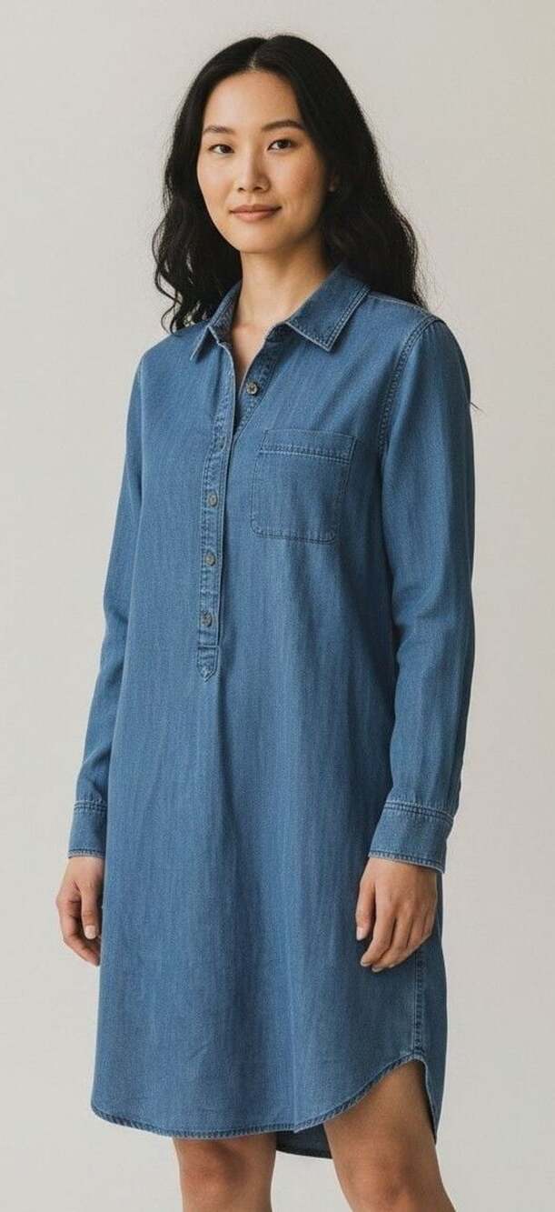 J. Crew Blue Chambray Denim Popover Tunic Shirt Dress Size XL